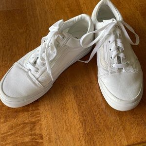 White vans worn once! 7.5 women 6 mens